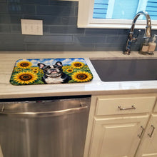 Load image into Gallery viewer, French Bulldog in Sunflowers Dish Drying Mat Absorbent Dish Drying Mat Pad for Kitchen Counter Dish Drainer Mat for Countertop, 14 x 21", Multicolor