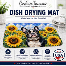 Load image into Gallery viewer, French Bulldog in Sunflowers Dish Drying Mat Absorbent Dish Drying Mat Pad for Kitchen Counter Dish Drainer Mat for Countertop, 14 x 21", Multicolor