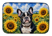 Load image into Gallery viewer, French Bulldog in Sunflowers Dish Drying Mat Absorbent Dish Drying Mat Pad for Kitchen Counter Dish Drainer Mat for Countertop, 14 x 21", Multicolor