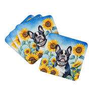 Load image into Gallery viewer, French Bulldog in Sunflowers Coasters - Set of 4 Lightweight Foam, Absorbent Drink Coasters