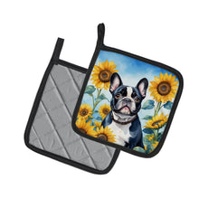 Load image into Gallery viewer, French Bulldog in Sunflowers Pot Holders - Set of 2 Decorative Kitchen Helpers | Made in the USA
