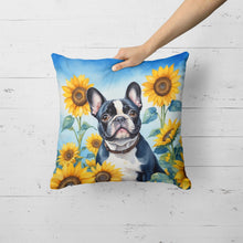 Load image into Gallery viewer, French Bulldog in Sunflowers Throw Pillow