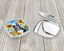 Load image into Gallery viewer, French Bulldog in Sunflowers Compact Mirror – Stylish Purse Mirror with Artistic Covers