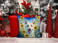 Load image into Gallery viewer, White German Shepherd in Sunflowers Throw Pillow - 14x14 Decorative Pillow – Art for Your Home &amp; Patio