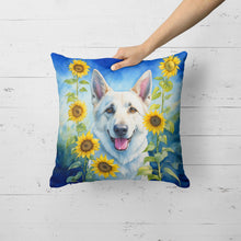 Load image into Gallery viewer, White German Shepherd in Sunflowers Throw Pillow