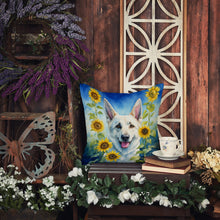 Load image into Gallery viewer, White German Shepherd in Sunflowers Throw Pillow