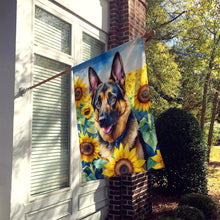 Load image into Gallery viewer, German Shepherd in Sunflowers House Flag