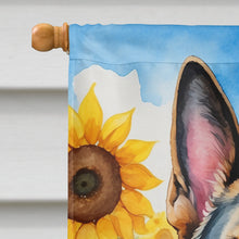 Load image into Gallery viewer, German Shepherd in Sunflowers House Flag