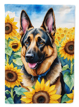 Load image into Gallery viewer, German Shepherd in Sunflowers House Flag