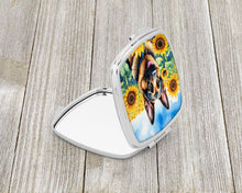 Load image into Gallery viewer, German Shepherd in Sunflowers Compact Mirror – Stylish Purse Mirror with Artistic Covers
