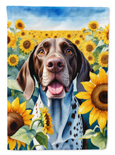Load image into Gallery viewer, German Shorthaired Pointer in Sunflowers House Flag