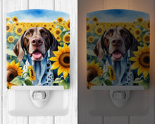 Load image into Gallery viewer, German Shorthaired Pointer in Sunflowers Ceramic Night Light