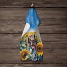 Load image into Gallery viewer, German Shorthaired Pointer in Sunflowers Kitchen Towel