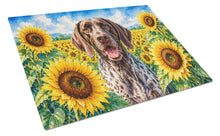 Load image into Gallery viewer, German Shorthaired Pointer in Sunflowers Cutting Board Tempered Glass Kitchen Cutting Surface, Heat Resistant Chopping Board with Non-Slip Feet, Decorative Food Prep &amp; Serving