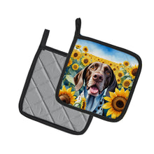 Load image into Gallery viewer, German Shorthaired Pointer in Sunflowers Pot Holders - Set of 2 Decorative Kitchen Helpers | Made in the USA