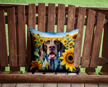 Load image into Gallery viewer, German Shorthaired Pointer in Sunflowers Throw Pillow - 14x14 Decorative Pillow – Art for Your Home &amp; Patio