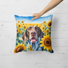 Load image into Gallery viewer, German Shorthaired Pointer in Sunflowers Throw Pillow