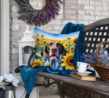 Load image into Gallery viewer, German Shorthaired Pointer in Sunflowers Throw Pillow