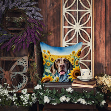 Load image into Gallery viewer, German Shorthaired Pointer in Sunflowers Throw Pillow