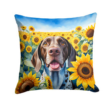 Load image into Gallery viewer, German Shorthaired Pointer in Sunflowers Throw Pillow