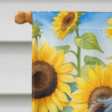 Load image into Gallery viewer, German Wirehaired Pointer in Sunflowers House Flag