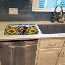 Load image into Gallery viewer, German Wirehaired Pointer in Sunflowers Dish Drying Mat Absorbent Dish Drying Mat Pad for Kitchen Counter Dish Drainer Mat for Countertop, 14 x 21", Multicolor