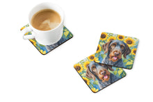 Load image into Gallery viewer, German Wirehaired Pointer in Sunflowers Coasters - Set of 4 Lightweight Foam, Absorbent Drink Coasters