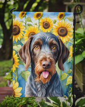 Load image into Gallery viewer, German Wirehaired Pointer in Sunflowers Garden Flag – Bright Dog-Themed Yard Decor