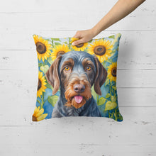 Load image into Gallery viewer, German Wirehaired Pointer in Sunflowers Throw Pillow