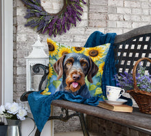 Load image into Gallery viewer, German Wirehaired Pointer in Sunflowers Throw Pillow