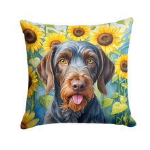 Load image into Gallery viewer, German Wirehaired Pointer in Sunflowers Throw Pillow