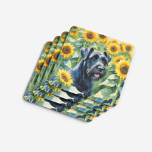 Load image into Gallery viewer, Giant Schnauzer in Sunflowers Coasters - Set of 4 Lightweight Foam, Absorbent Drink Coasters