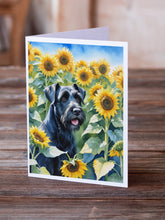 Load image into Gallery viewer, Giant Schnauzer in Sunflowers Greeting Cards - Blank Note Cards – 8-Pack of Artist-Designed Cards with Envelopes