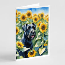 Load image into Gallery viewer, Giant Schnauzer in Sunflowers Greeting Cards - Blank Note Cards – 8-Pack of Artist-Designed Cards with Envelopes