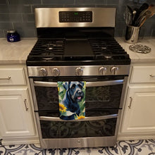 Load image into Gallery viewer, Giant Schnauzer in Sunflowers Kitchen Towel