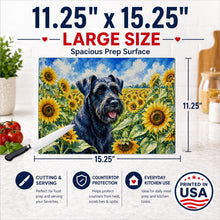 Load image into Gallery viewer, Giant Schnauzer in Sunflowers Cutting Board Tempered Glass Kitchen Cutting Surface, Heat Resistant Chopping Board with Non-Slip Feet, Decorative Food Prep &amp; Serving
