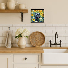 Load image into Gallery viewer, Giant Schnauzer in Sunflowers Framed Metal Print