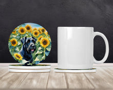 Load image into Gallery viewer, Giant Schnauzer in Sunflowers Large Sandstone Coasters Pack of 4