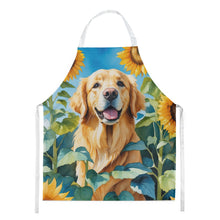 Load image into Gallery viewer, Golden Retriever in Sunflowers Apron – Artist-Designed Kitchen, BBQ &amp; Craft Apron