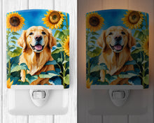 Load image into Gallery viewer, Golden Retriever in Sunflowers Ceramic Night Light
