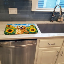 Load image into Gallery viewer, Golden Retriever in Sunflowers Dish Drying Mat Absorbent Dish Drying Mat Pad for Kitchen Counter Dish Drainer Mat for Countertop, 14 x 21", Multicolor