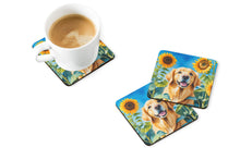 Load image into Gallery viewer, Golden Retriever in Sunflowers Coasters - Set of 4 Lightweight Foam, Absorbent Drink Coasters