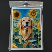 Load image into Gallery viewer, Golden Retriever in Sunflowers Greeting Cards - Blank Note Cards – 8-Pack of Artist-Designed Cards with Envelopes