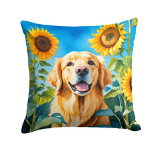 Load image into Gallery viewer, Golden Retriever in Sunflowers Throw Pillow - 14x14 Decorative Pillow – Art for Your Home &amp; Patio