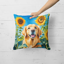 Load image into Gallery viewer, Golden Retriever in Sunflowers Throw Pillow