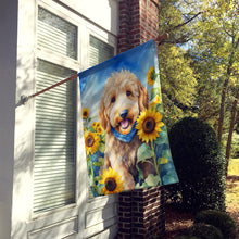 Load image into Gallery viewer, Goldendoodle in Sunflowers House Flag