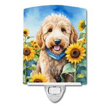 Load image into Gallery viewer, Goldendoodle in Sunflowers Ceramic Night Light