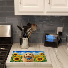 Load image into Gallery viewer, Goldendoodle in Sunflowers Cutting Board Tempered Glass Kitchen Cutting Surface, Heat Resistant Chopping Board with Non-Slip Feet, Decorative Food Prep &amp; Serving