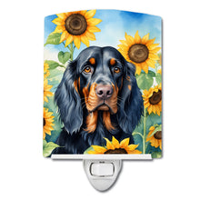 Load image into Gallery viewer, Gordon Setter in Sunflowers Ceramic Night Light