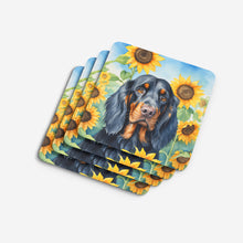 Load image into Gallery viewer, Gordon Setter in Sunflowers Coasters - Set of 4 Lightweight Foam, Absorbent Drink Coasters